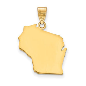14K Gold or Sterling Silver Wisconsin WI State Map Pendant Charm Personalized Monogram