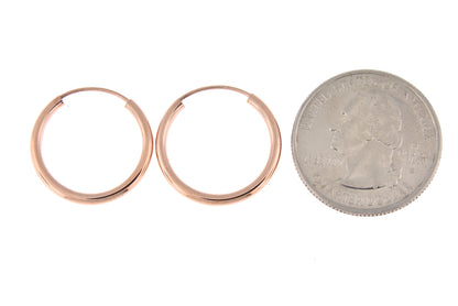 14k rose gold classic endless round hoop earrings 19mm x 2mm