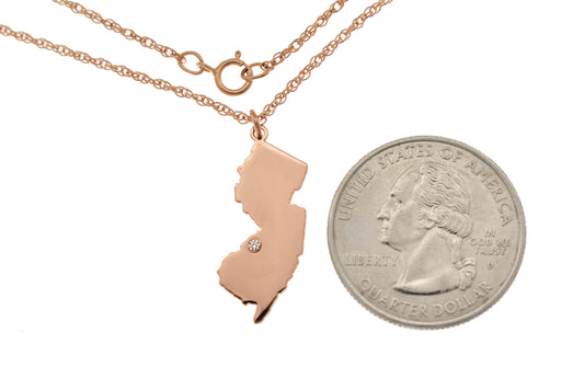 14k 10k yellow rose white gold diamond silver new jersey nj state map personalized city necklace