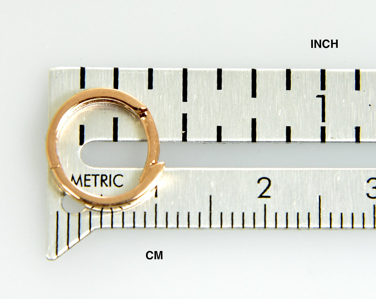 14k rose gold classic huggie hinged hoop earrings 11mm x 2mm