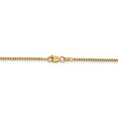 14K Yellow Gold 1.5mm Round Box Bracelet Anklet Choker Necklace Pendant Chain Lobster Clasp