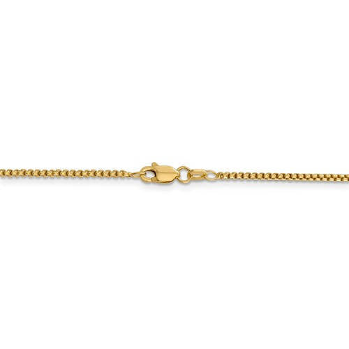 14k yellow gold 1.5mm round box bracelet anklet choker necklace pendant chain lobster clasp