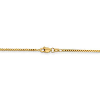 14k yellow gold 1.5mm round box bracelet anklet choker necklace pendant chain lobster clasp