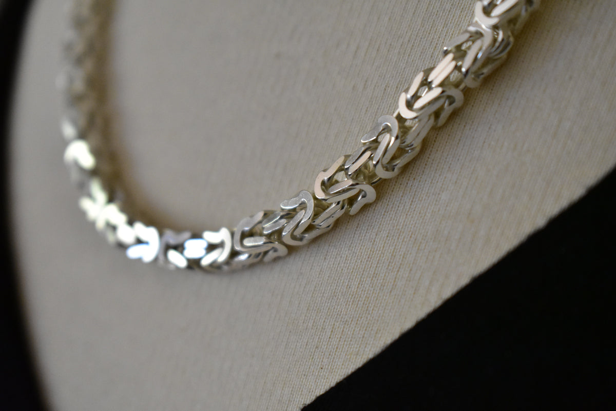 solid 925 sterling silver 5mm thick polished byzantine bracelet anklet choker necklace chain