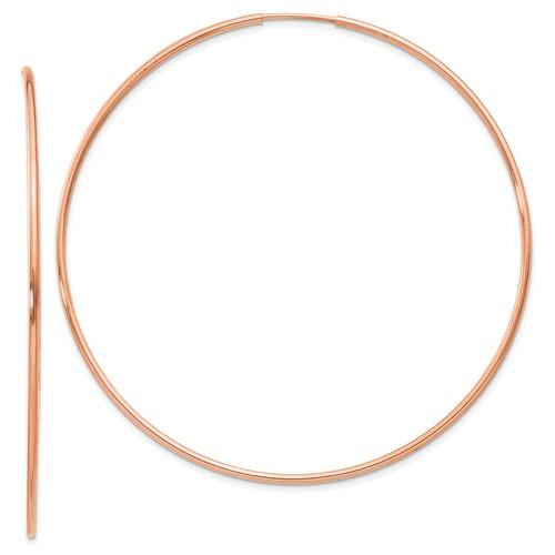 14k Rose Gold Classic Endless Round Hoop Earrings 56mm x 1.25mm