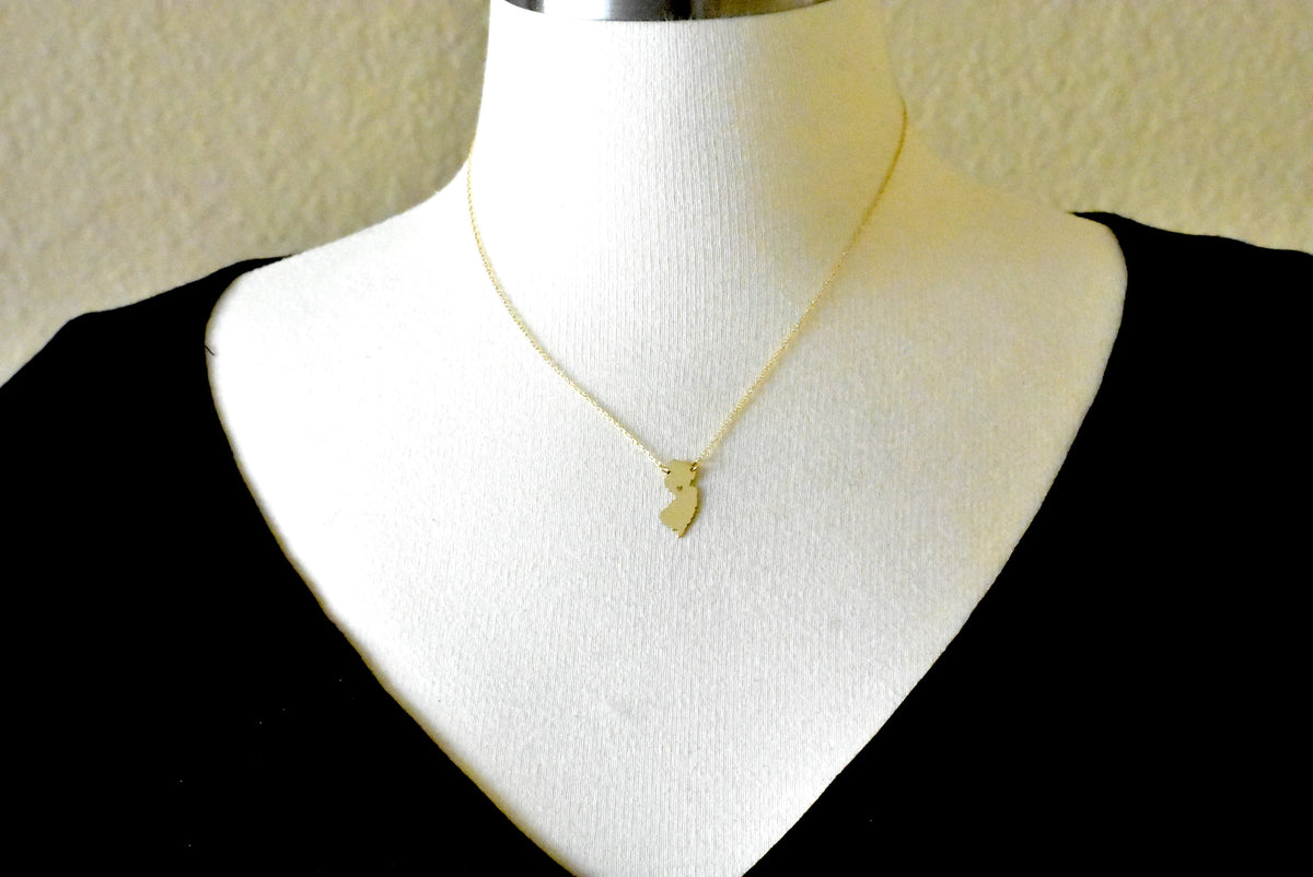 14k gold 10k gold silver new jersey nj state map necklace heart personalized city