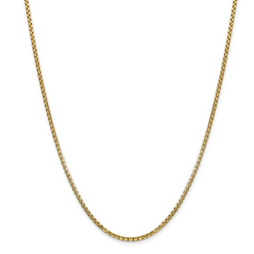 14k yellow gold 2.45mm round box bracelet anklet choker necklace pendant chain lobster clasp