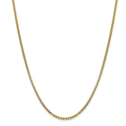 14k yellow gold 2.45mm round box bracelet anklet choker necklace pendant chain lobster clasp