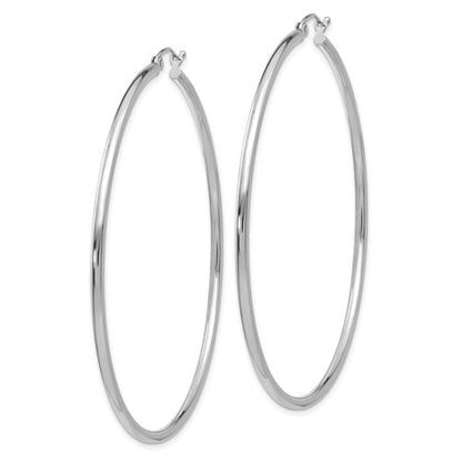 14k white gold 2.28 inch classic round hoop earrings 58mmx2mm