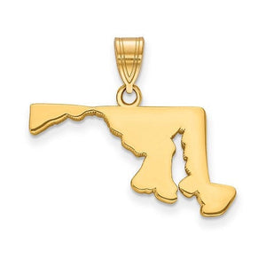 14k gold or sterling silver maryland md state map pendant charm personalized monogram