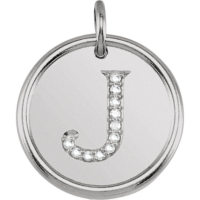 14K Yellow Rose White Gold Genuine Diamond Uppercase Letter J Initial Alphabet Pendant Charm Custom Made To Order Personalized or Engraved