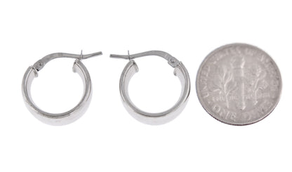 14k white gold round square tube hoop earrings 14mm x 7mm
