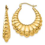 Załaduj obraz do przeglądarki galerii, 14K Yellow Gold Shrimp Scalloped Hollow Classic Hoop Earrings 25mm

