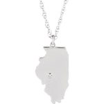Load image into Gallery viewer, 14k 10k Yellow Rose White Gold Diamond Silver Illinois IL State Map Personalized City Necklace

