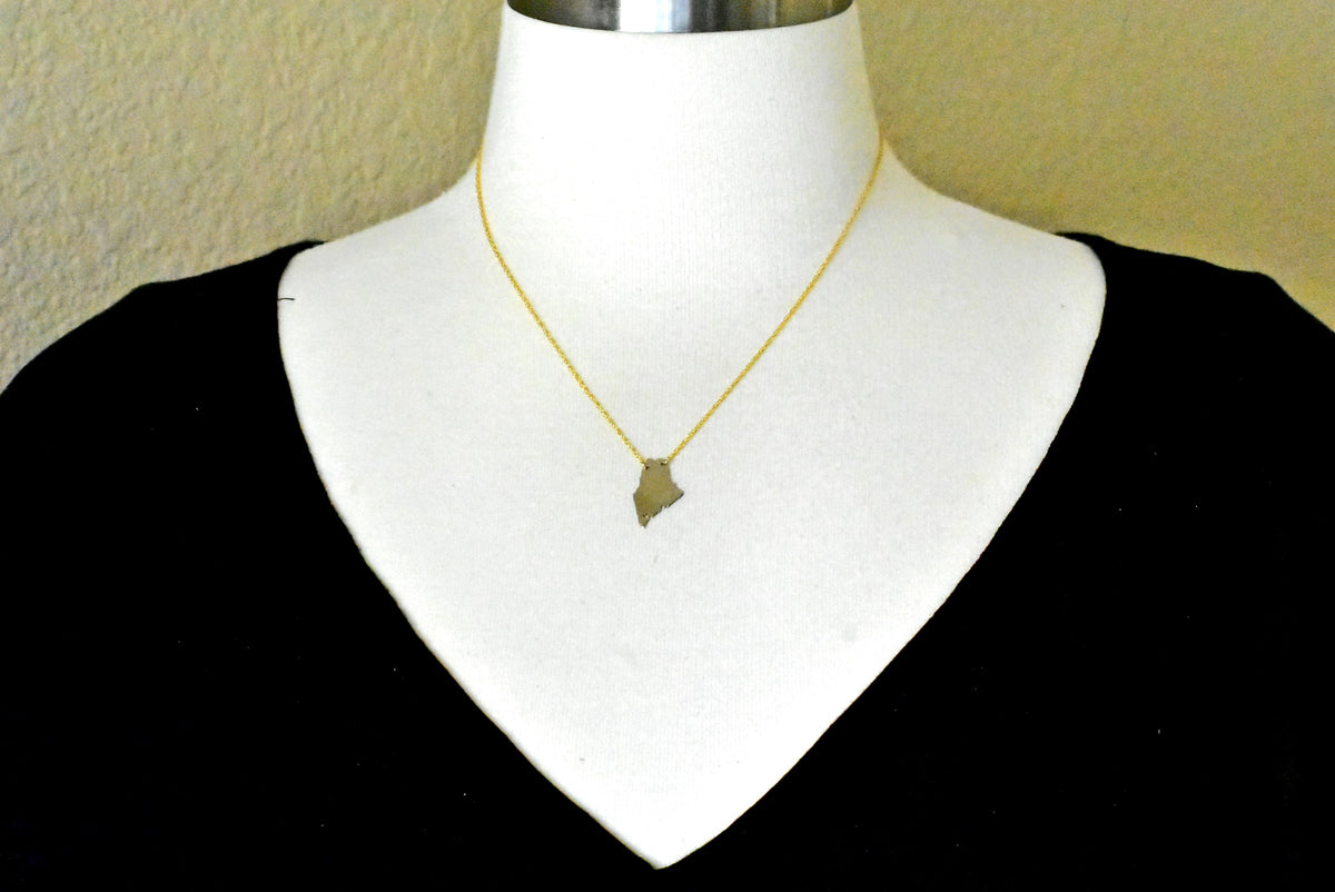 14k gold 10k gold silver maine state map necklace heart personalized city