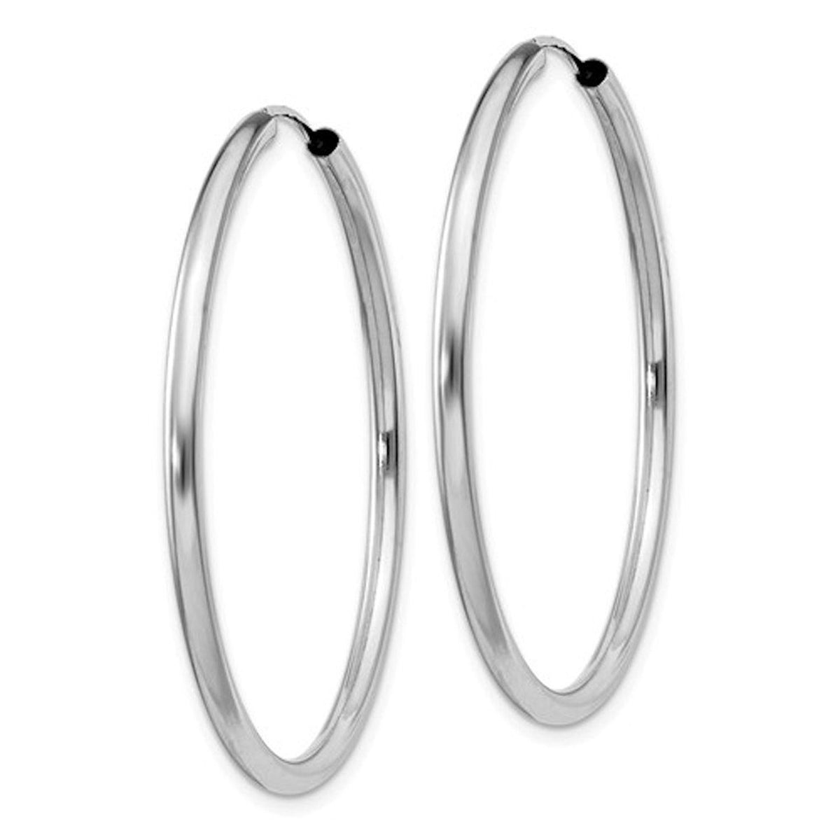 14k white gold round endless hoop earrings 38mm x 2mm