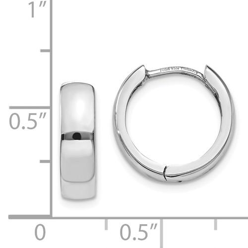 14k white gold classic huggie hinged hoop earrings 13mm x 13mm x 4mm