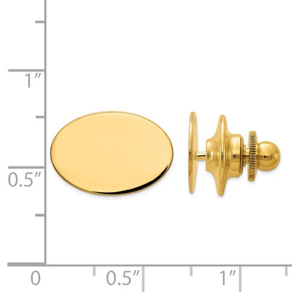 14k solid yellow gold oval tie tac personalized engraved monogram