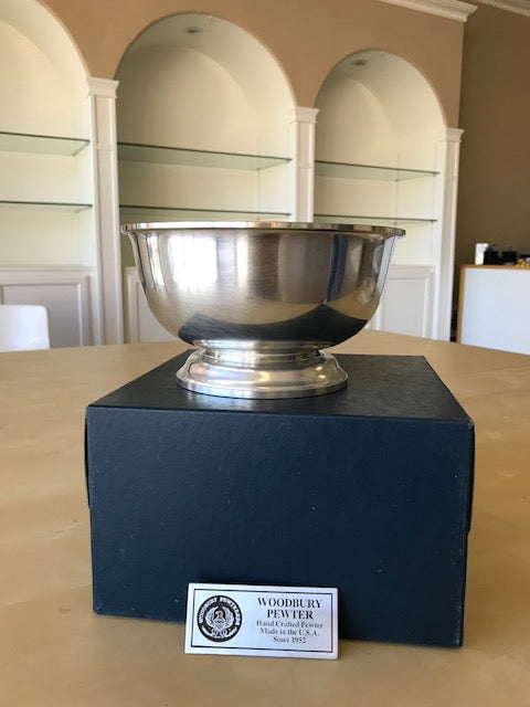 woodbury pewter revere bowl 8 inch satin finish engraved personalized monogram