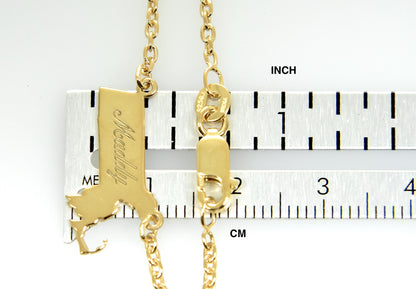 14k gold or sterling silver massachusetts ma state name necklace personalized monogram