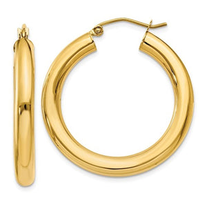 14k Yellow Gold Classic Lightweight Round Hoop Earrings 29mmx4mm