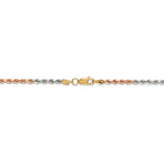 Lade das Bild in den Galerie-Viewer, 14K Yellow White Rose Gold Tri Color 2.9mm Diamond Cut Rope Bracelet Anklet Choker Necklace Chain
