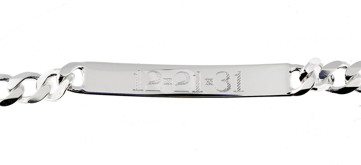 solid sterling silver engravable curb link id bracelet engraved personalized name initials dates