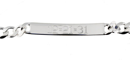 solid sterling silver engravable curb link id bracelet engraved personalized name initials dates