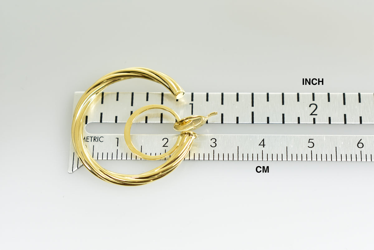 14k yellow gold non pierced round twisted hoop clip on earrings