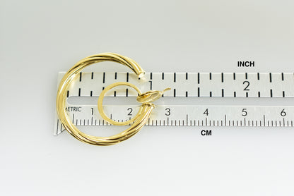 14k yellow gold non pierced round twisted hoop clip on earrings