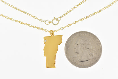 14k gold 10k gold silver vermont vt state map necklace heart personalized city
