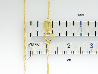 14k yellow gold 1mm singapore twisted bracelet anklet necklace choker pendant chain