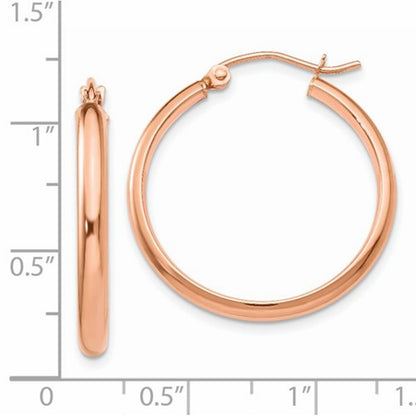 14k rose gold classic round hoop earrings 25mm x 2.75mm