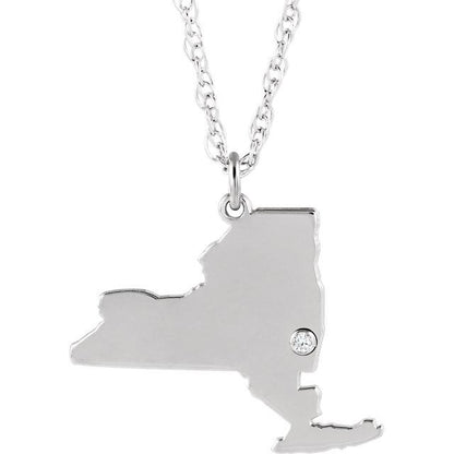 14k 10k yellow rose white gold diamond silver new york ny state map personalized city necklace