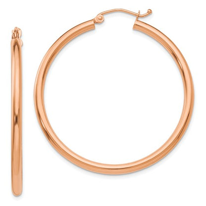 14k rose gold classic round hoop earrings 39mm x 2.5mm