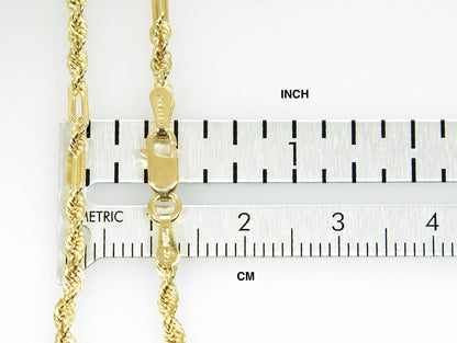 14k yellow gold 2.5mm diamond cut milano rope bracelet anklet necklace pendant chain