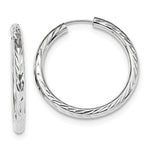 Load image into Gallery viewer, 14k White Gold Diamond Cut Classic Endless Hoop Earrings 29mm x 3mm
