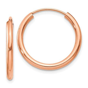 14k rose gold classic endless round hoop earrings 19mm x 2mm