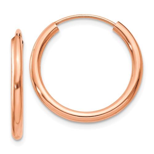 14k rose gold classic endless round hoop earrings 19mm x 2mm