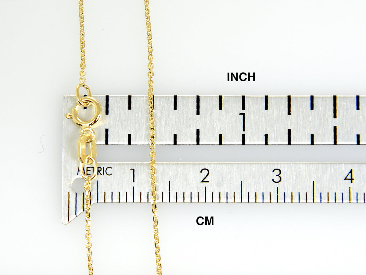 14k yellow gold 0.80mm diamond cut cable layering bracelet anklet choker necklace pendant chain