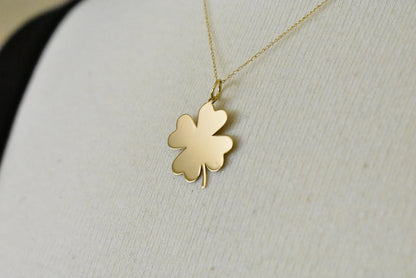 14k yellow gold clover shamrock pendant charm engraved personalized monogram