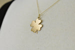 Load image into Gallery viewer, 14K Yellow Gold Clover Shamrock Pendant Charm Engraved Personalized Monogram
