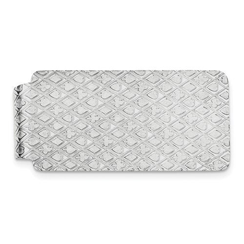 solid sterling silver diamond clover heart spade money clip personalized engraved monogram