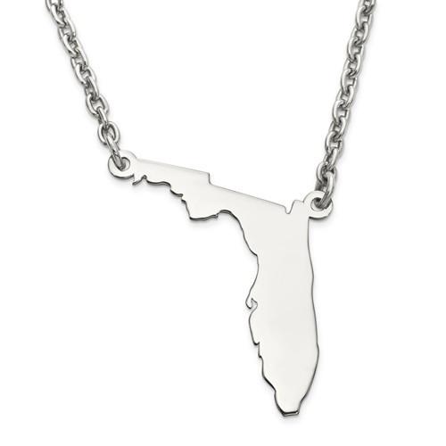 14k gold or sterling silver florida fl state necklace personalized monogram