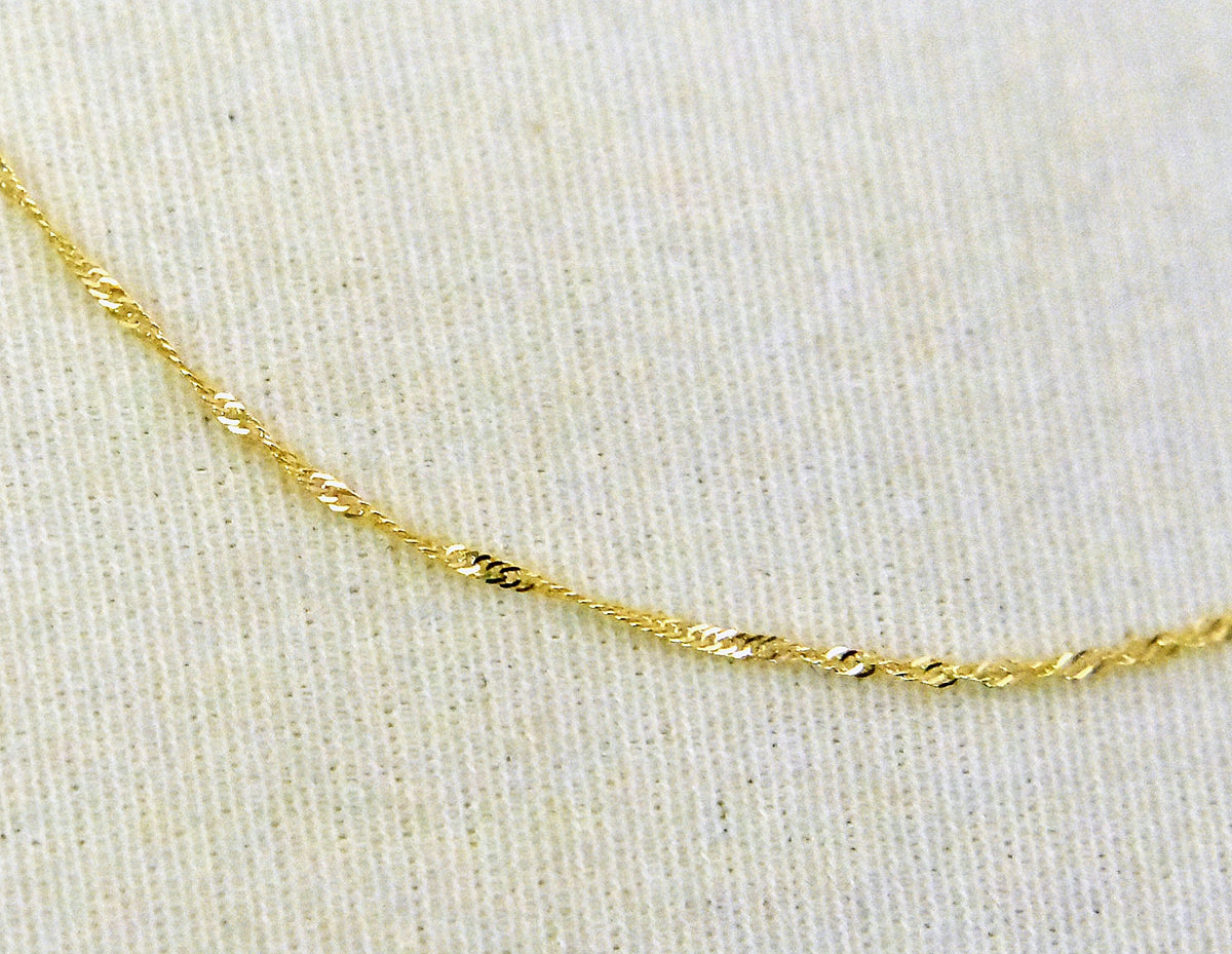 14k yellow gold 1mm singapore twisted bracelet anklet necklace choker pendant chain