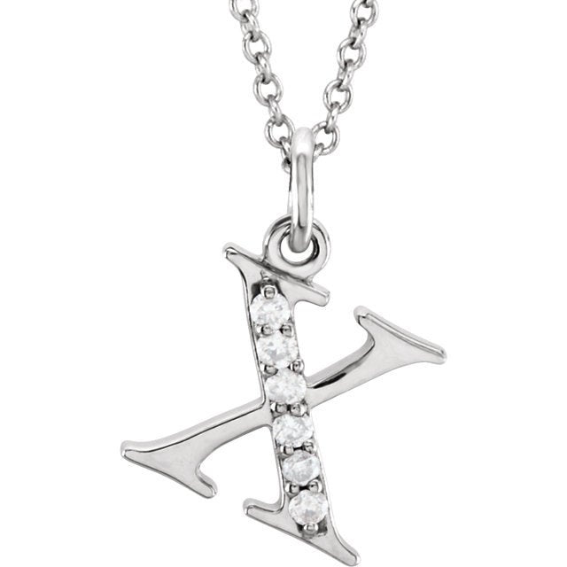 14k yellow rose white gold .03 ctw diamond tiny petite lowercase letter x initial alphabet pendant charm necklace