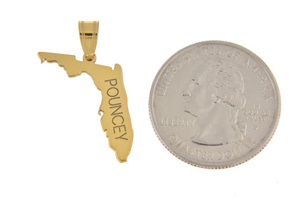 14k gold or sterling silver florida fl state map pendant charm personalized monogram