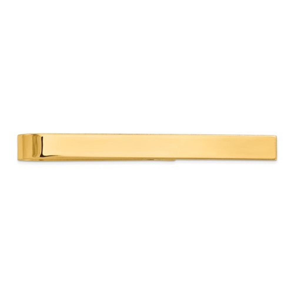 14k Yellow Gold Engravable Tie Bar Clip Personalized Engraved Monogram