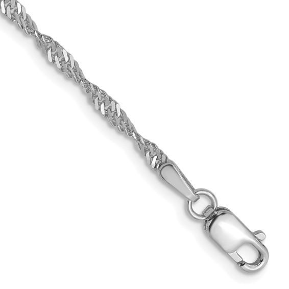 14k white gold 1.9mm singapore twisted bracelet anklet choker necklace pendant chain