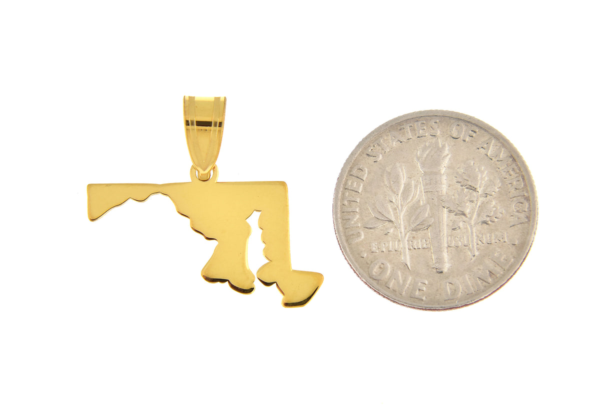 14k gold or sterling silver maryland md state map pendant charm personalized monogram